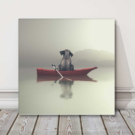 Elephant sitting in a boat funny canvas picture print square