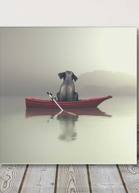 Elephant sitting in a boat funny canvas picture print square