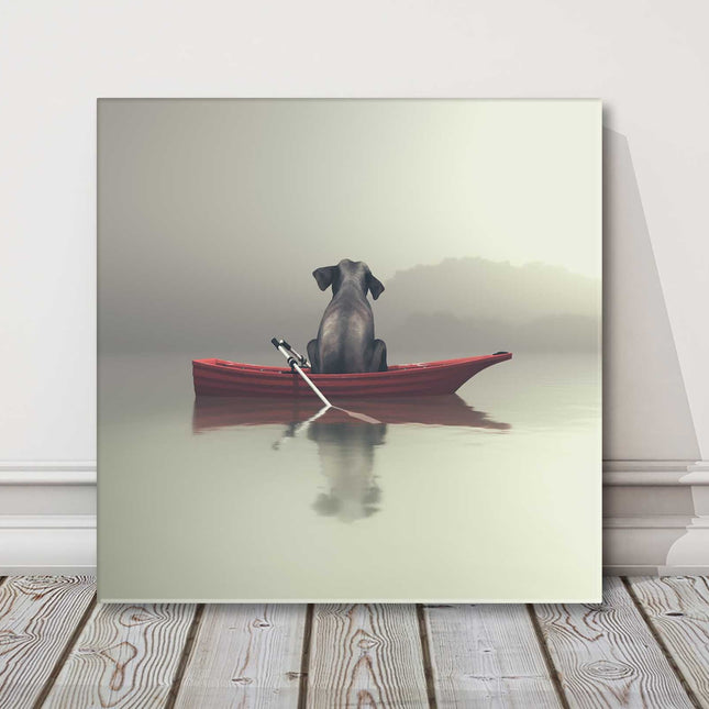 Elephant sitting in a boat funny canvas picture print square