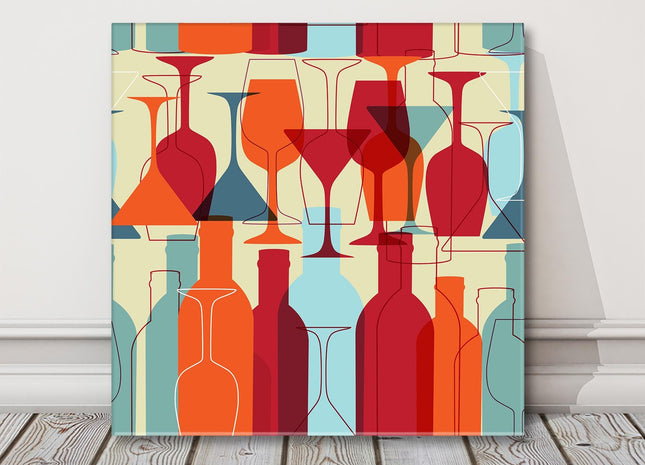 Wine bottle canvas picture print. Glass