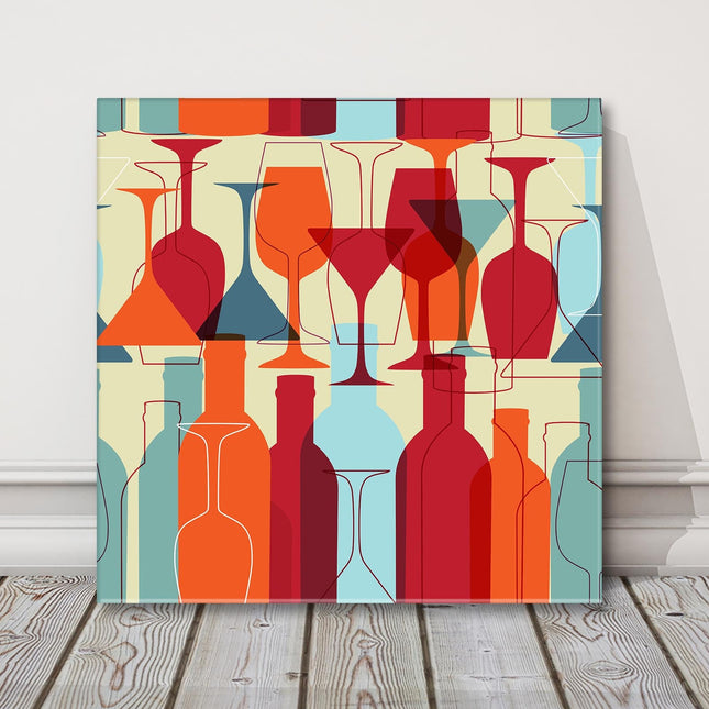 Wine bottle canvas picture print. Glass