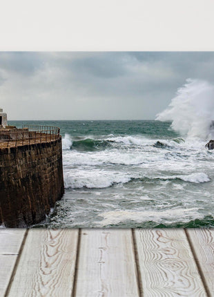 Portreath harbour in a storm canvas picture print stunning landscape