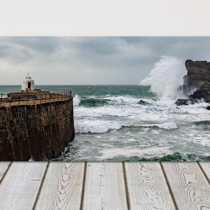 Portreath harbour in a storm canvas picture print stunning landscape