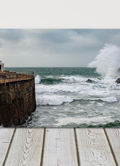 Portreath harbour in a storm canvas picture print stunning landscape