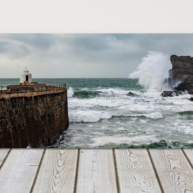 Portreath harbour in a storm canvas picture print stunning landscape