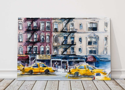 New York street, Watercolour sketch. Canvas picture print