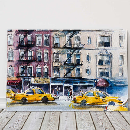 New York street, Watercolour sketch. Canvas picture print