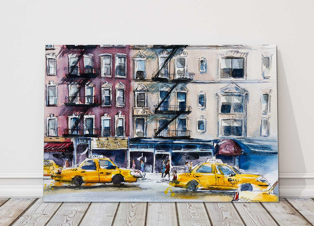 New York street, Watercolour sketch. Canvas picture print