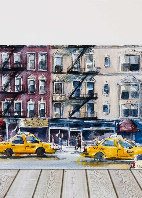 New York street, Watercolour sketch. Canvas picture print