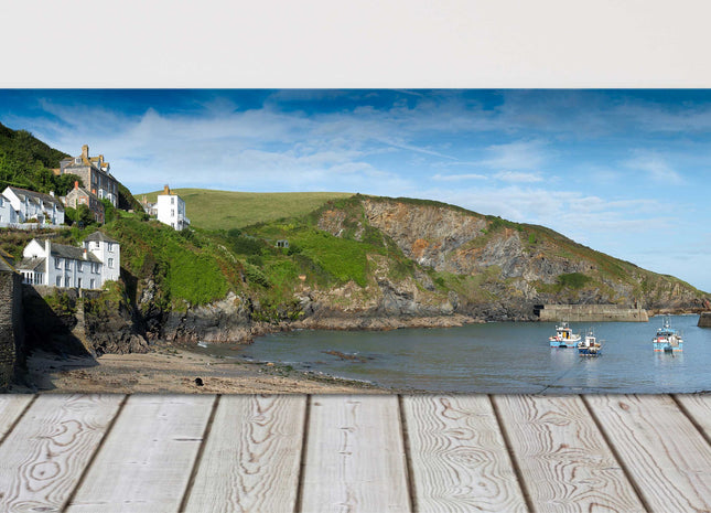 Port Isaac harbour, Cornwall Panoramic canvas picture print port wenn doc martin