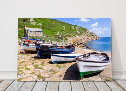 Penberth fishing boasts cornwall harbour town canvas picture print