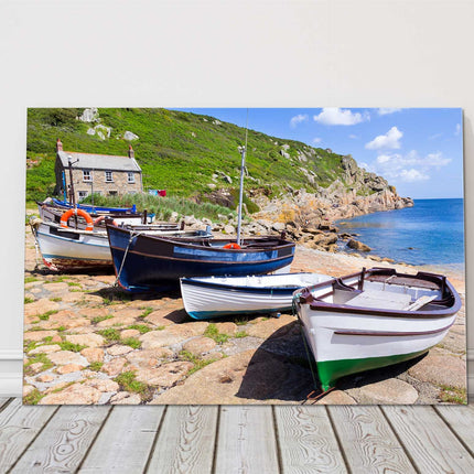 Penberth fishing boasts cornwall harbour town canvas picture print
