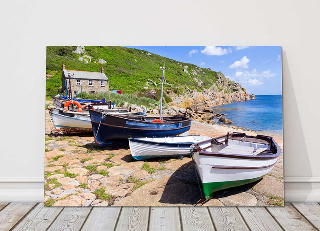 Penberth fishing boasts cornwall harbour town canvas picture print
