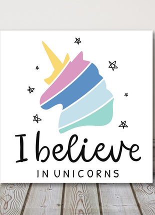 Unicorn, canvas picture print. Childrens room wall art.