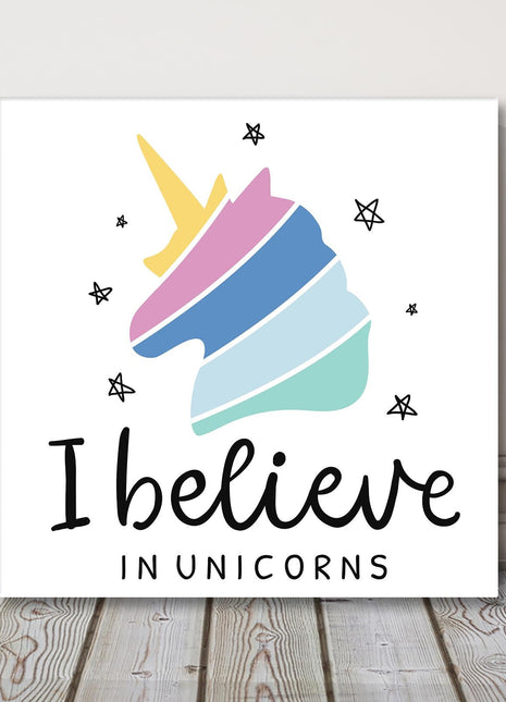 Unicorn, canvas picture print. Childrens room wall art.