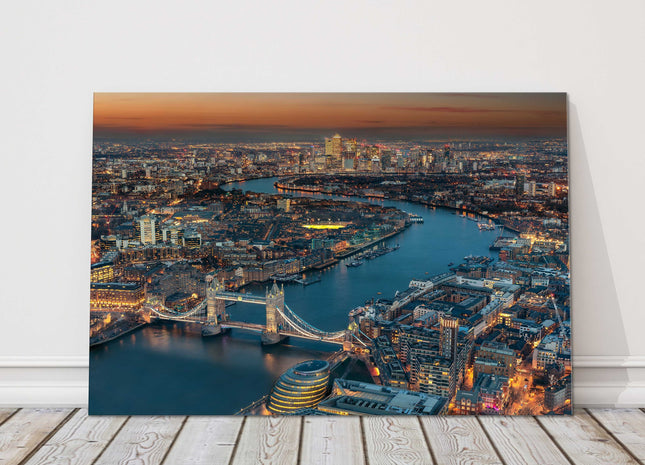 London aerial view Canvas picture Print skyline landsape tower bridge