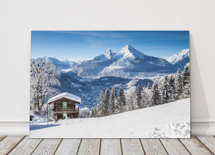 Alps winter landscape. Canvas picture Print.