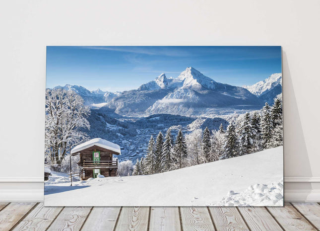 Alps winter landscape. Canvas picture Print.