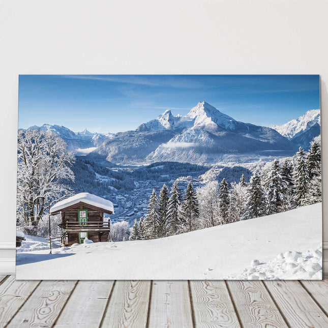 Alps winter landscape. Canvas picture Print.