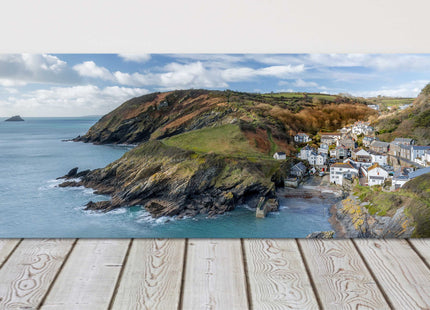 Portloe, Cornwall, Harbour town. Panoramic canvas picture print.