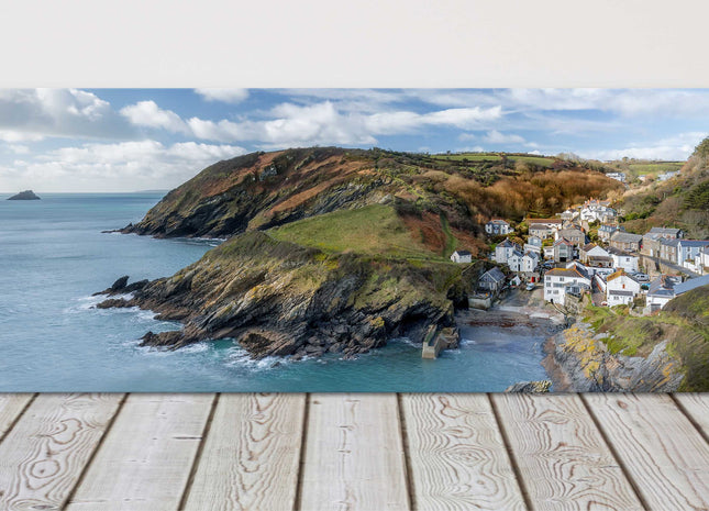 Portloe, Cornwall, Harbour town. Panoramic canvas picture print.