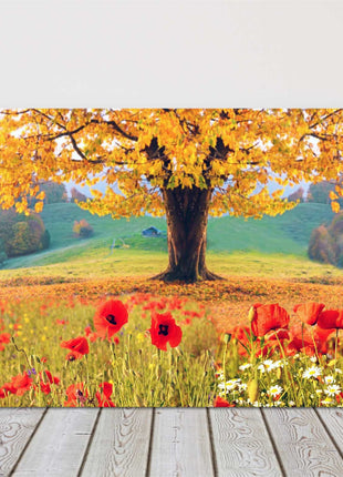 Wild flowers and trees, seasonal colours. Canvas Picture Print.