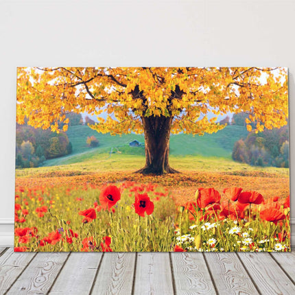 Wild flowers and trees, seasonal colours. Canvas Picture Print.