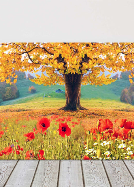 Wild flowers and trees, seasonal colours. Canvas Picture Print.