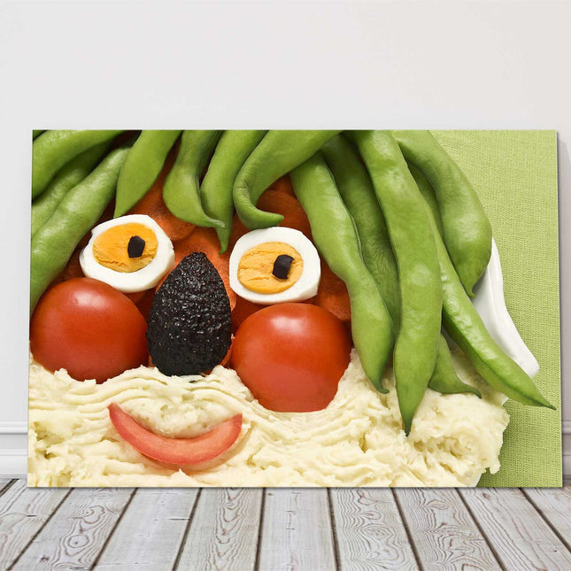 Funny Food face canvas picture print. Ideal for the kitchen
