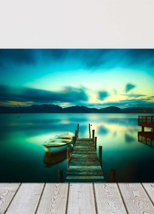 Sunset over the water, Tuscany, Italy. Canvas Picture Print.