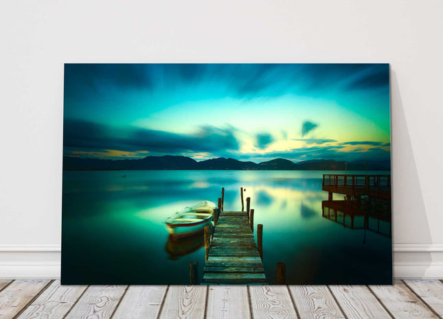 Sunset over the water, Tuscany, Italy. Canvas Picture Print.