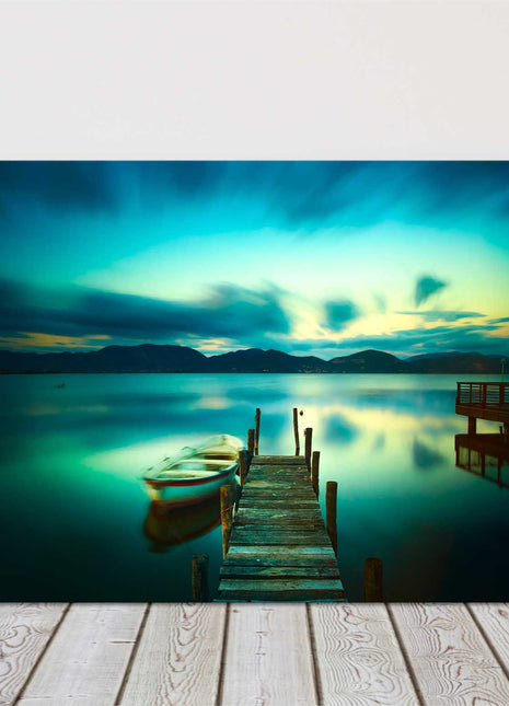 Sunset over the water, Tuscany, Italy. Canvas Picture Print.