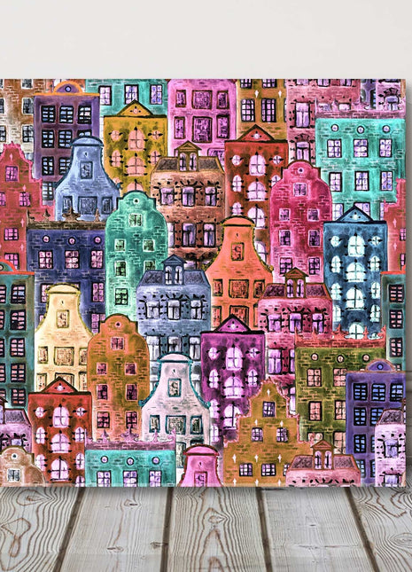 Colourful houses modern art painting canvas picture print