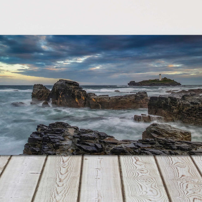 Godrevy Lighthouse, North Cornwall. Panoramic canvas picture print. Stunning image off the Cornish coastline.