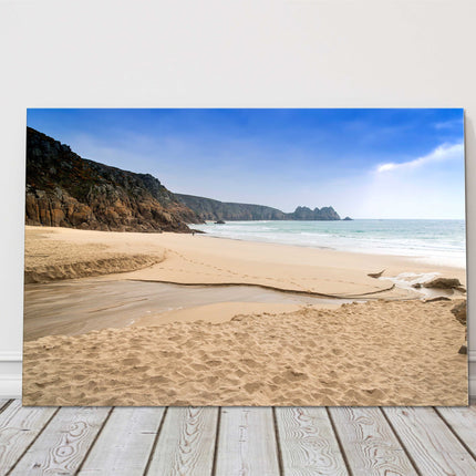 Porthcurno beach, Cornwall, England. Canvas Print landscape seascape