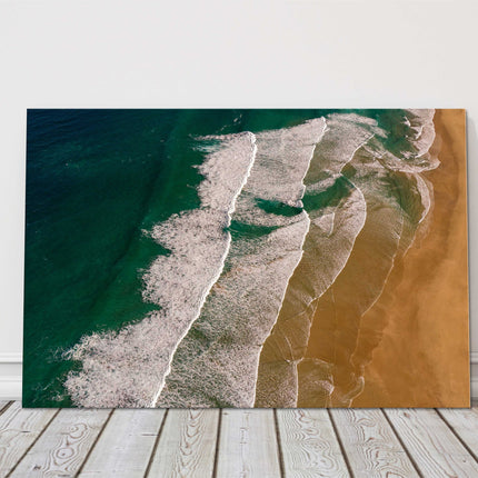 Waves and Beach aerial view. Canvas Print. Ideal gift.