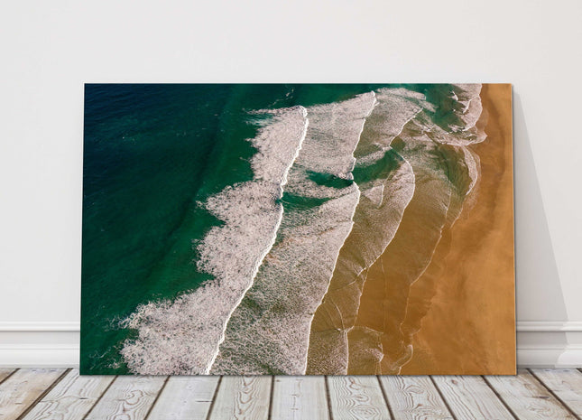 Waves and Beach aerial view. Canvas Print. Ideal gift.