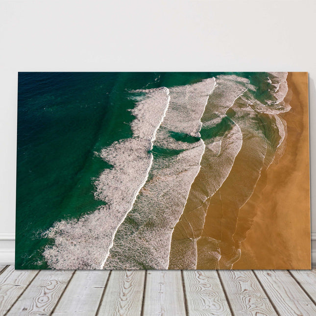 Waves and Beach aerial view. Canvas Print. Ideal gift.