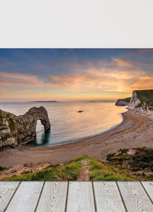 Durdle Door on the Jurassic Coast at sunset. Canvas picture print