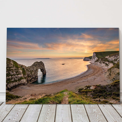 Durdle Door on the Jurassic Coast at sunset. Canvas picture print