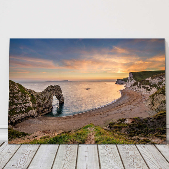 Durdle Door on the Jurassic Coast at sunset. Canvas picture print