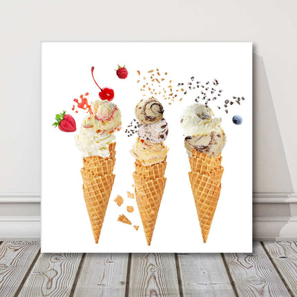Ice cream canvas picture print kitchen picture square white background