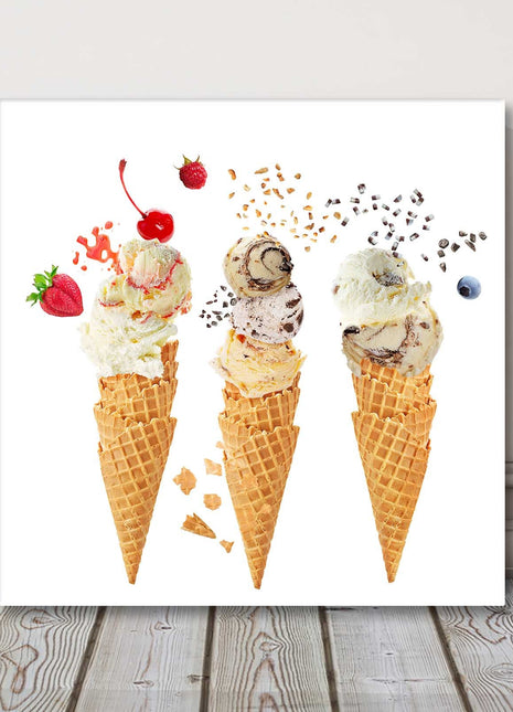 Ice cream canvas picture print kitchen picture square white background