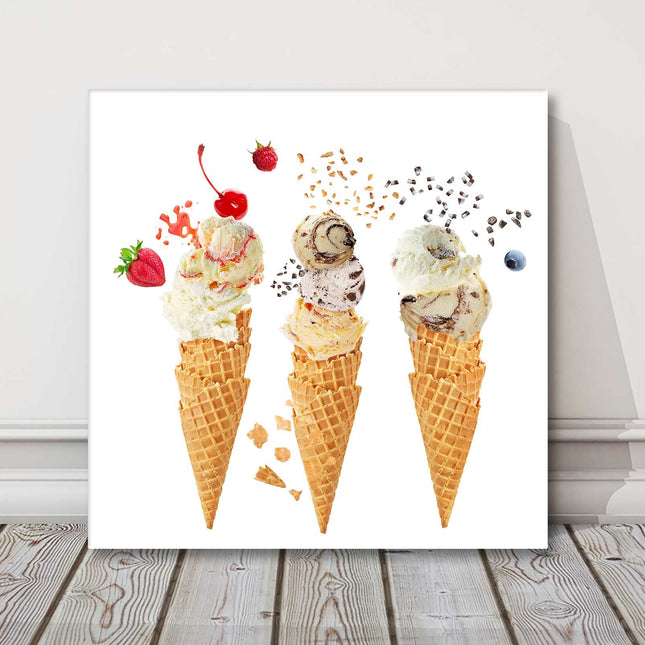 Ice cream canvas picture print kitchen picture square white background