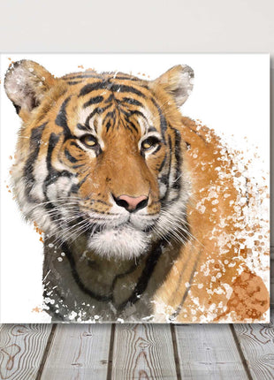 Tiger painting, canvas picture paint splash effect watercolour canvas picture