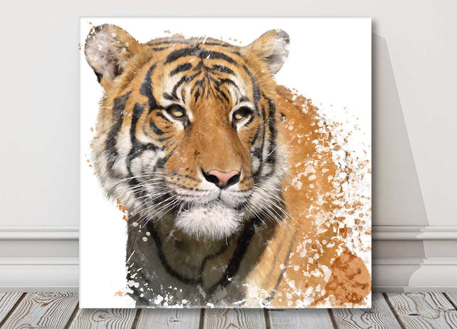Tiger painting, canvas picture paint splash effect watercolour canvas picture