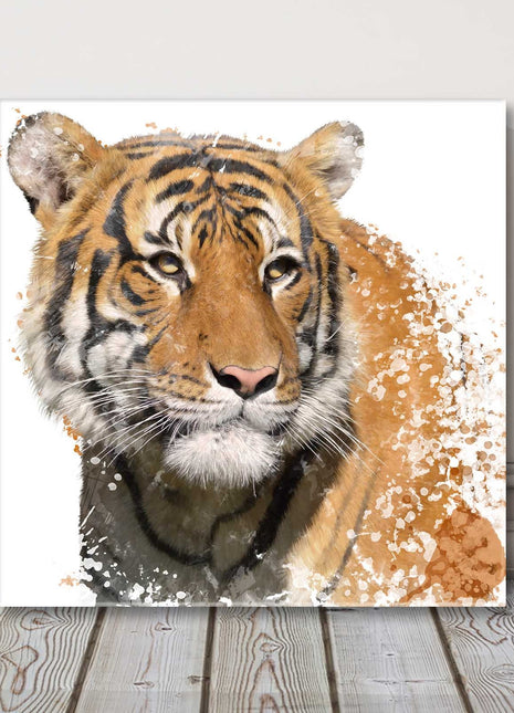 Tiger painting, canvas picture paint splash effect watercolour canvas picture