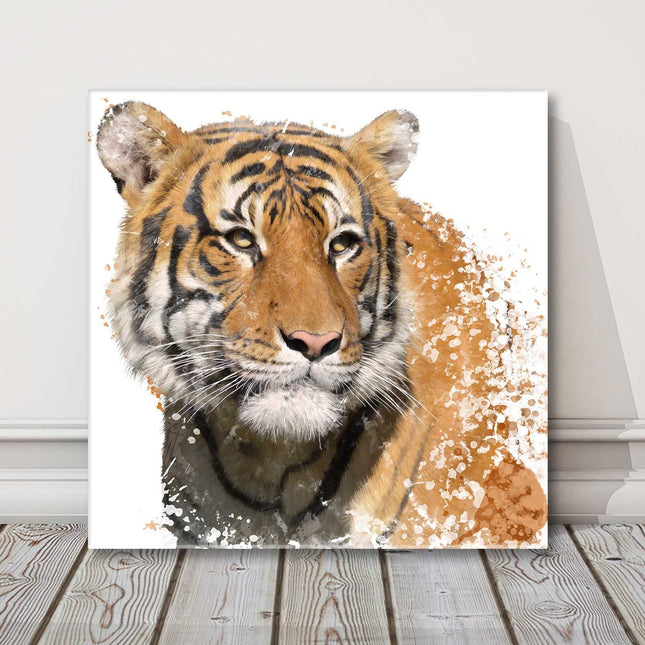 Tiger painting, canvas picture paint splash effect watercolour canvas picture