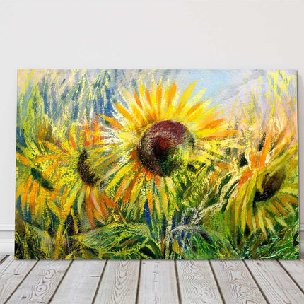 Sunflowers painting, printed and framed as a canvas print.