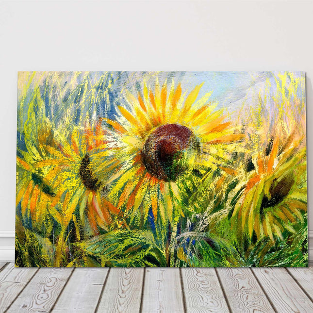 Sunflowers painting, printed and framed as a canvas print.
